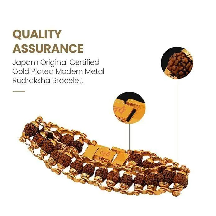 Paanch Mukhi Rudraksha Bracelet with Gold Plating – Pack of 2