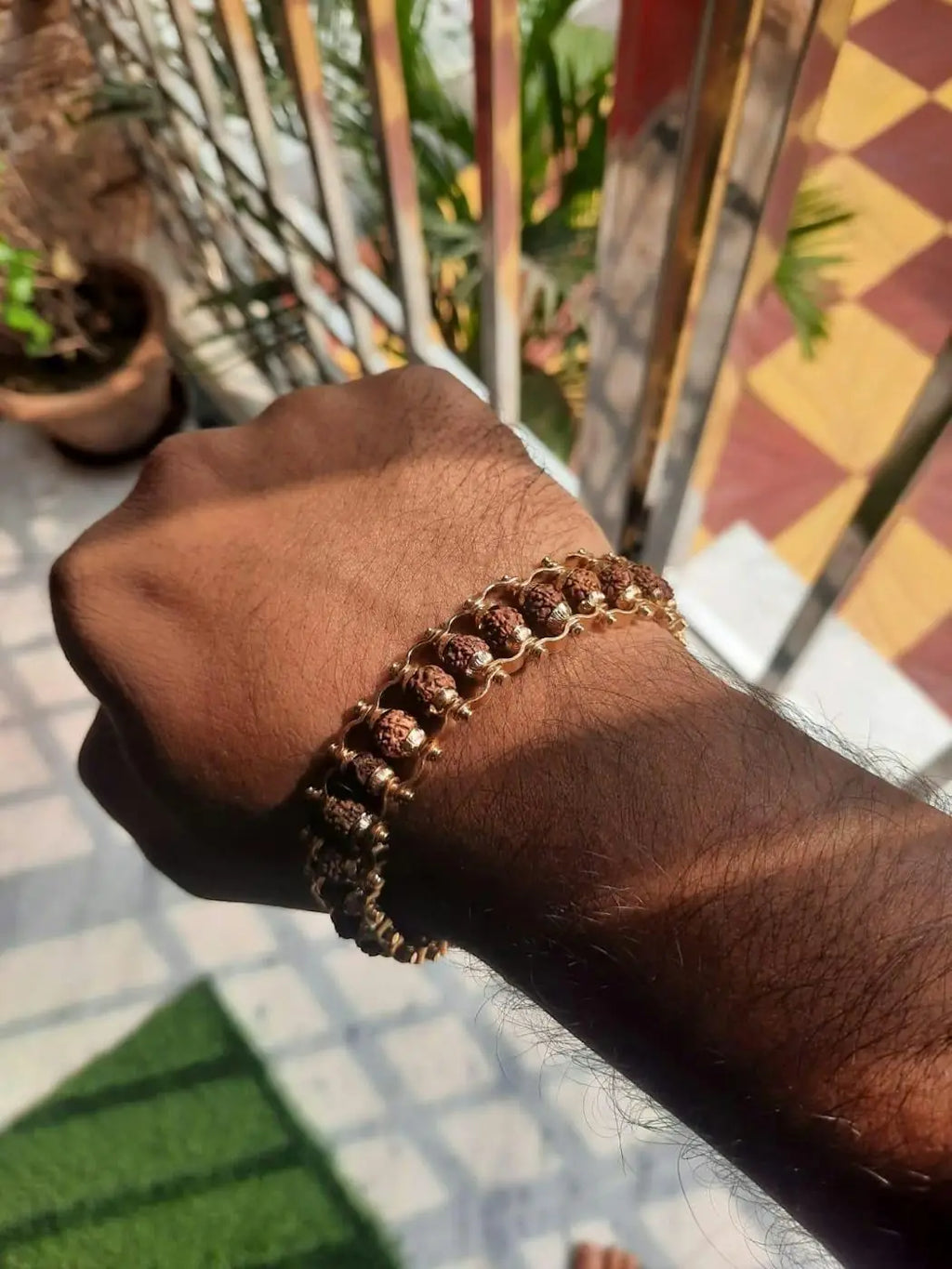 Paanch Mukhi Rudraksha Bracelet with Gold Plating – Pack of 2