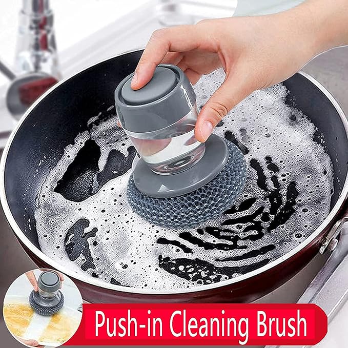 Soap Dispensing Dish Brush – Built-in Liquid Storage Cleaning Brush