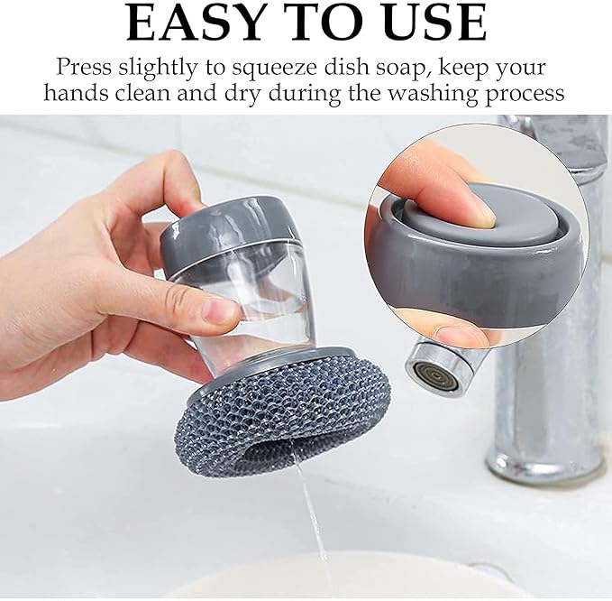 Soap Dispensing Dish Brush – Built-in Liquid Storage Cleaning Brush