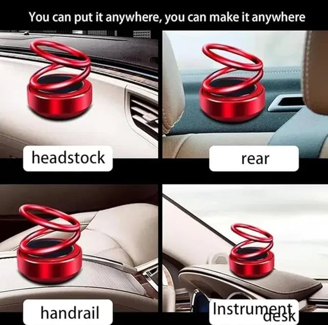 Metallic Double Spring Solar Rotating Car Perfume – Dashboard Decor
