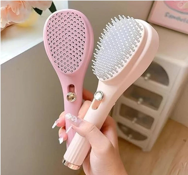 Self Cleaning Hairbrush 2 in 1 Comb – Easy Clean Button