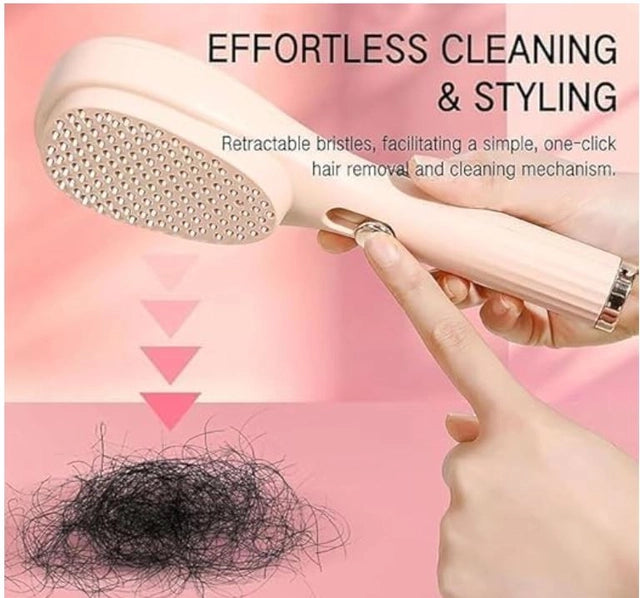 Self Cleaning Hairbrush 2 in 1 Comb – Easy Clean Button