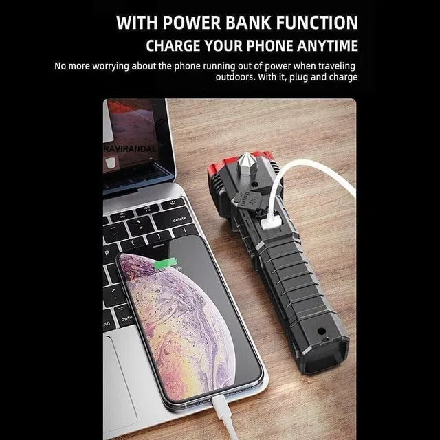 8 in 1 Portable Rechargeable LED Torch Flashlight